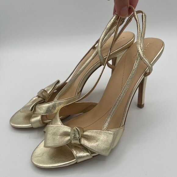Kate Spade Gold Metallic Leather Bow Heels – Size 8.5 - Picture 5 of 9